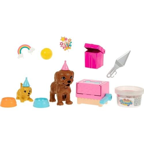 ​Barbie® Doll (11.5-inch Blonde) and Puppy Party Playset with 2 Pet Puppies, Dough, Cake Mold and Accessories