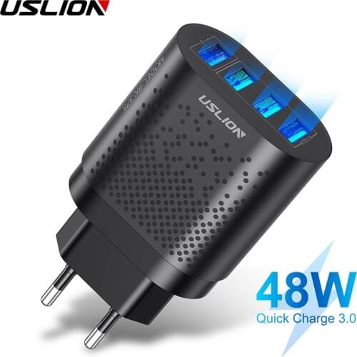 48W Quick Charge 3.0 USB Charger Universal 4 Port Fast Charging EU US Plug Power Adapter For Samsung S10 iPhone 12 Tablet Charge