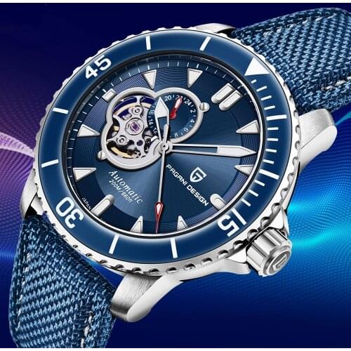 PAGANl DESlGN Top Sapphire 200M Biving Clock Japan NH39 Automatic Mechanical Watch Leisure Ceramic Bezel Rubber Strap Watch