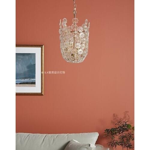 Flower branches leaves crystal cloakroom guest restaurant American retro art model bedroom bedside wall chandelier led