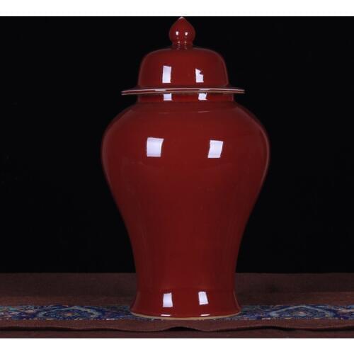 Jingdezhen Ceramics Antique Red Glazed porcelain Jar Large Size temple Jar Storage pot ceramic jar vase