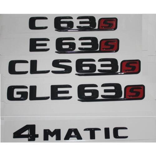 Gloss Black Trunk Fender Letters Number Emblem Emblems Badges for Mercedes Benz C63 C63s E63 E63s CLS63 GLE63 GLS63 AMG S 4MATIC