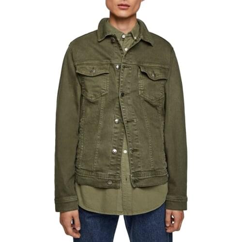 Custom cotton stocklot Army Green dean shirt denim jacket for men
