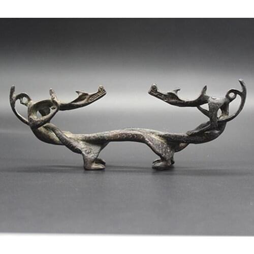 Exquisite brass (double dragon pen holder) ornament