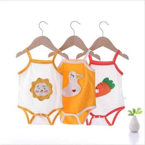 Newborn Infant Jumpsuit Baby Boy Girl Bodysuit Summer Button Jumpsuit Striped Casual Sleeveless Backless Solid Outfits Clothes