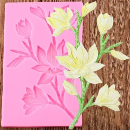 Magnolia Flower Silicone Molds Fondant Chocolate Mould DIY Party Cake Decorating Tools Cupcake Baking Candy Clay Moulds