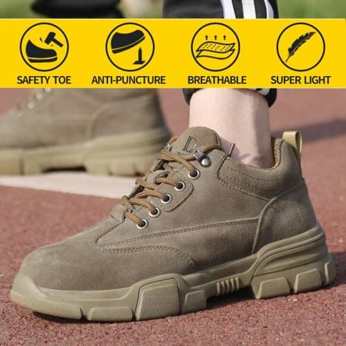 Men Work Safety Shoes Steel Toe Anti-Smashing Wear roof Soft Light Comfortable Soft Indestructible Protective Boots Sneaker