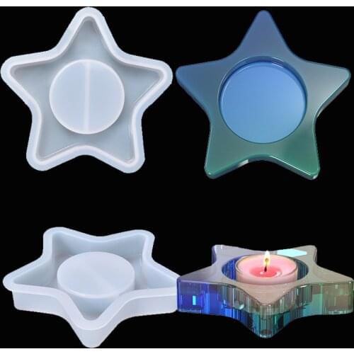 Newest Star Shaped Candle Holder Silicone Mould for Diy Handmade Epoxy Concrete Candlestick Resin Molds Crafts Home Decor