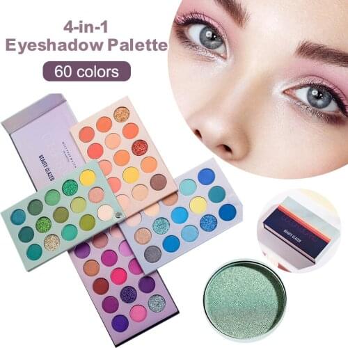 60 Colours Eyeshadow Palette 4 in 1 Makeup Kit Set Make Up UK Eye Shadow Cosmetic Matte Makeup Party Shimmer Eye Shadow Pallete