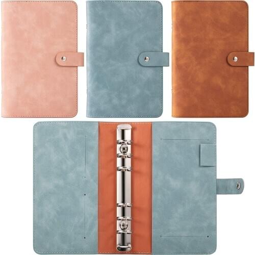 A6 PU Leather Notebook Binder Refillable 6 Ring Binder Cover for A6 Filler Paper Binder Pockets, Personal Planner Binder