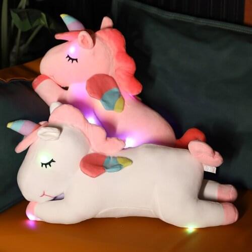 50CM Cute Glowing LED Light Unicorn Plush Toys Lovely Luminous Animal Unicorn Pillow Stuffed Dolls for Children Kids Xmas Gifts