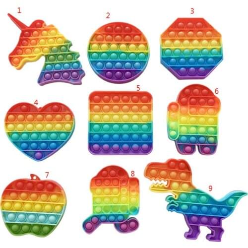 Rainbow Push Pop Fidget Toy GoBang Anxiety Relieve Stress Bubble Sensory Autism Reliever Special Needs Popper Relief Gift