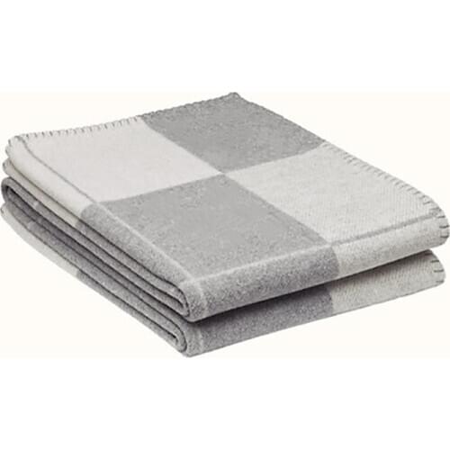 Luxury Cashmere Throw Blanket Crochet Soft Wool Scarf Shawl Portable Warm Plaid with H Letter for Sofa Bed Knitted Blanket