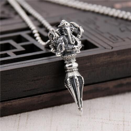 Silver S925 Sterling Silver Titanic Necklace Pendant Retro Thai Silver Elephant Fortuna Panther Panther Men Women Pendant