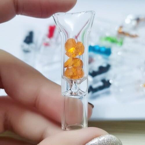 2Pcs Transparent Small Glass Cigarette Holder Filter Tips with Diamond 8mm Cigarette Butt Tip Filter Set Extra Large Paper Cone