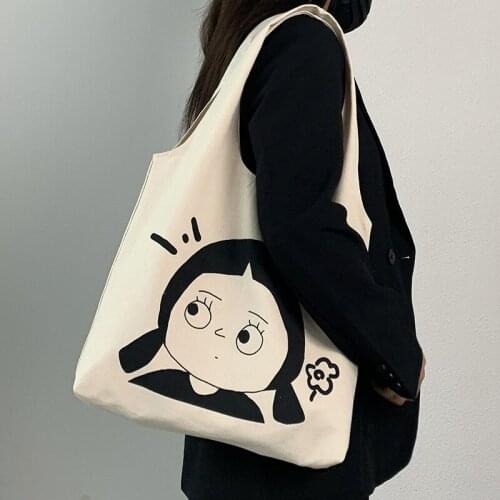 Extra Large Women Canvas Shoulder Bags Parisian Reusable Grocery Bag Eco Friendly Cloth Shopping Bags Handbag Tote For Ladies