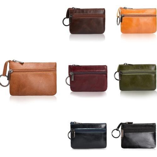 THINKTHENDO Mini Bags Ladies Kids Men Women Small Coin Purse Credit Card Key Ring Wallet Pouch Purse Case New 2 zipper Leather