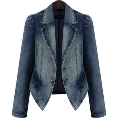 Spring Autumn Jeans Jacket Women Oversized Big Size XL-5XL Denim Coat Long Sleeved Fashion Slim Punk Rock Female Outwear A623