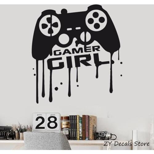 Girl Gamer Vinyl Wall Decals Video Game Teen Game Room Decor Joystick Stickers for Girls Home Interior Decorate Art Mural S737