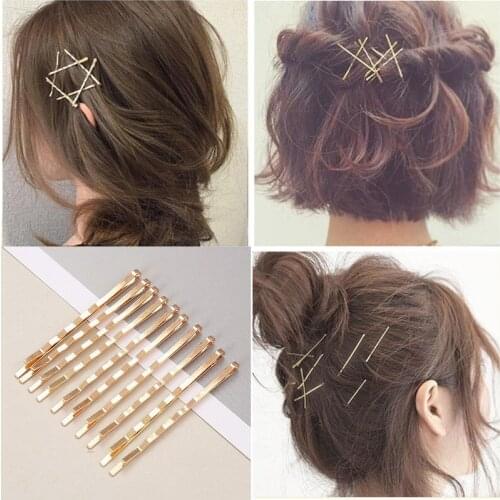 10pcs Hair Clips Hairpins Gold Metal Waved Curly Barrettes Bobby Pins For Women Girls Styling Accessories Hair Styling Tool