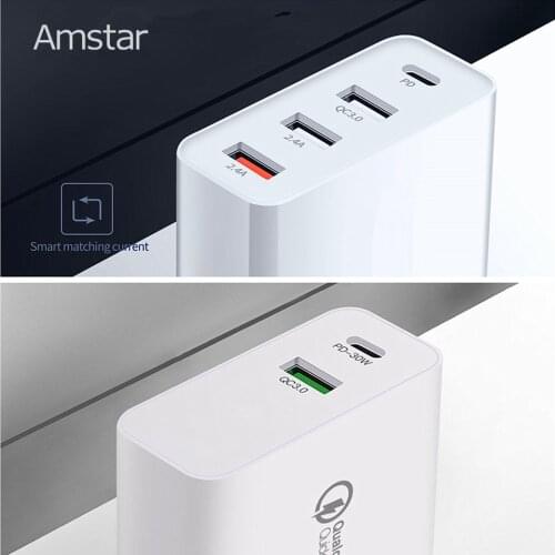 Amstar 48W USB C PD Charger Quick Charge QC4.0 3.0 Fast Charging Travel Adapter for iPhone 12 11 Pro Max Samsung Huawei Xiaomi