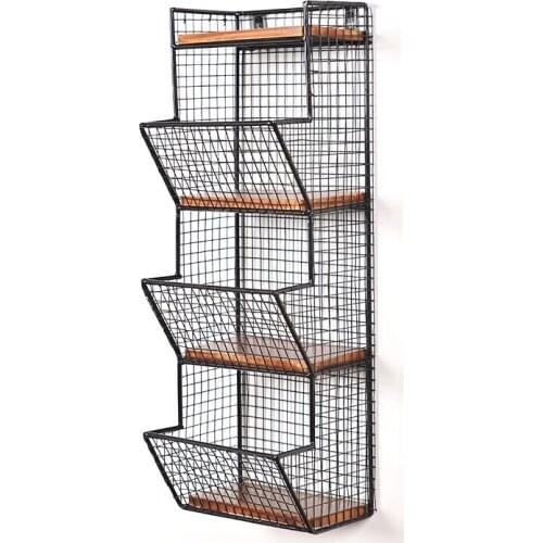 Punching-free storage rack iron wall storage rack good air permeability solid wood wall hanging kitchen bathroom rack wall shelf