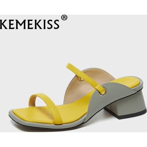 KemeKiss 2021 New Sandals For Women Real Leather Shoes Fashion Casual Summer Shoes Women Slippers Footwear Size 34-39
