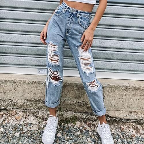 Womens Jeans Ripped Holes Jeans Womens Trousers Trousers Ripped Jeans for Women