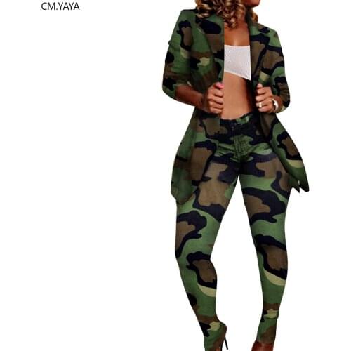 Winter Womens Set Tracksuit Full Sleeve Print Full Sleeve Blazers + Pants Suit Two Piece Set Casual Office Lady Outfits K8863