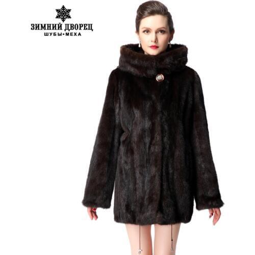Short mink coat with hood,Fashion Slim Short mink coat,Genuine Leather,Brown,Mink fur coat from natural,women genuine fur coat