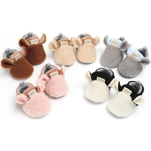Winter Fleece Warm Cotton Soft Sole Shoes Cute Sheep Design Baby Shoes First Walker