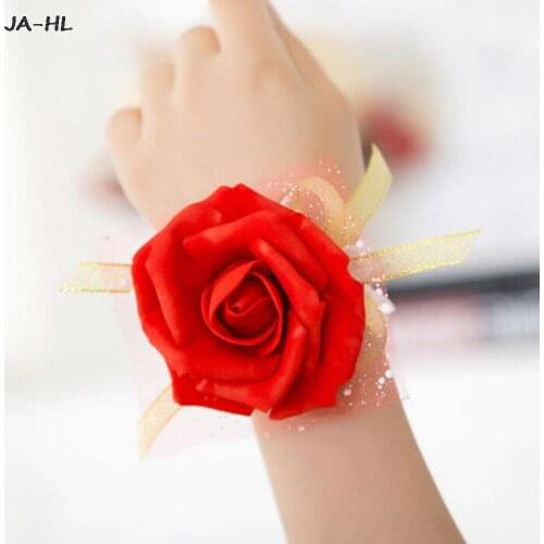 1Pc Wedding Wrist Flowers Bridesmaid Silk Rose Corsages Hand Flower Artificial Flowers For Wedding Decoration Wholesale NEW