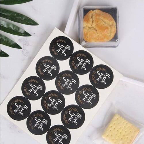 120pcs/pack Round Black Bottom White THANK YOU Decorative Sticker Craft laptop notebook DIY Scrapbooking