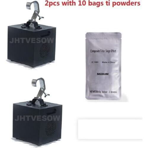 2pcs 600w cold spark fountain fireworks machine with 10 bags ti powders dmx wedding sparklers falling upside down fireworks