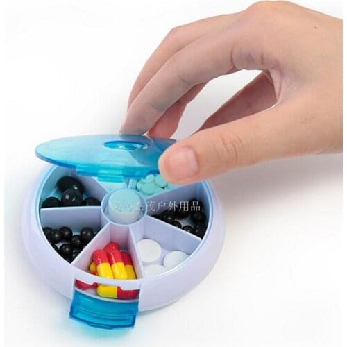 2017 Free rotary button medicine Box family essential 7 grid kit medical bag convenient first aid small storage box