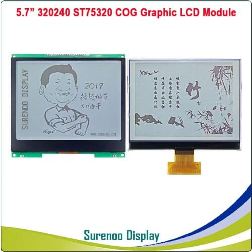 5.7" 320X240 320240 Graphic LCD Module Display Panel Screen LCM with ST75320 Controller Gray LCD, Support Serial SPI
