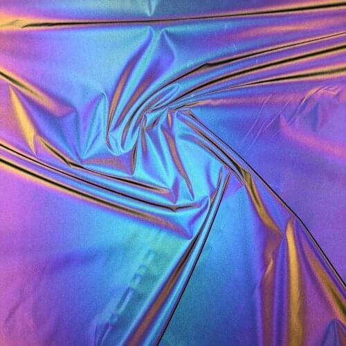 50cm*140cm Soft Chemical Fiber Colorful Reflective Fabric Rainbow Reflective Fabric for DIY Sewing Clothing Windbreaker Down