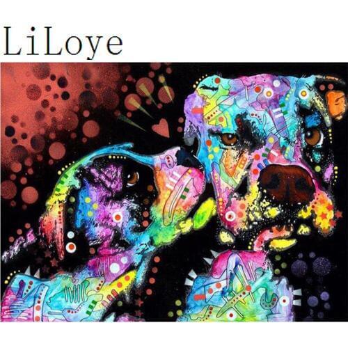 5D Icon Diamond Embroidery Colorful dog DIY Diamond Painting Cross Stitch Square Mosaic Rhinestones Decorative Painting FZ557