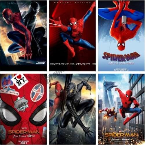 Diamond Painting Cross Stitch Kits Spiderman Marvel Superhero Diamond Embroidery Full Square/Round Mosaic Boys Home Decor Gift