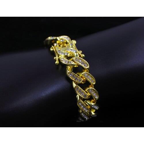 13MM Hip Hop Wholesale Mens Necklace Iced Out Miami Cuban Chain Bracelet Rapper Jewelry Dropshipping Paved