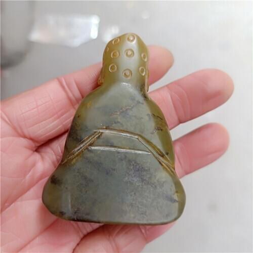 Jade / Stone / crystal Tibet folk Tea play tea pot teakettle Buddha figures Buddhism status sculpture religion power patron sain