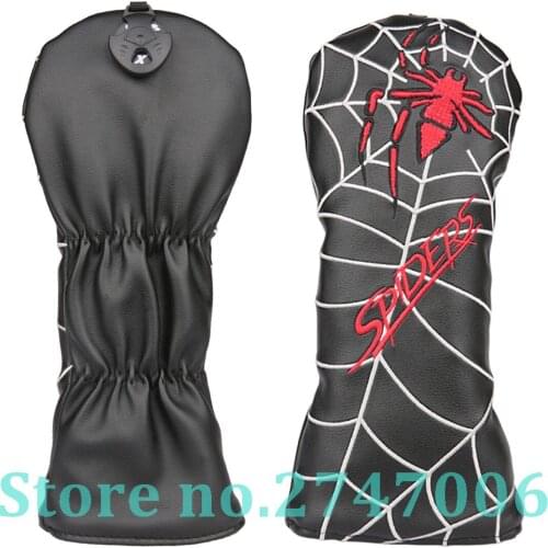 1pc Black Leather with Spider Embroidery Golf Club Fairway Wood Head Cover 3 5 Wood Cover