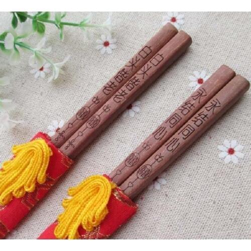 Wood Chinese Chopsticks Wooden Japanese Style Gift For Tableware Free Customized Engraving Gift Set SN1012