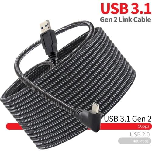 USB C Cable 90 Degree 5Gbps 20V 3A Fast Charging Cord For Oculus Quest Link 2 For VR PC Gaming Type C Charger