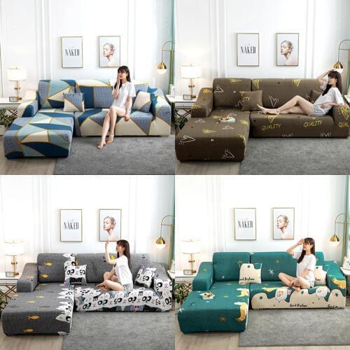 L Shape Elastic Stretch Sectional Sofa Armchair Seat Cover For Living Room Furniture Protector Corner Sofa Slipcovers Couches