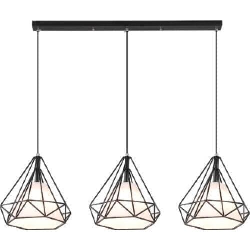 Nordic restaurant chandelier simple modern bar creative personality three-head art retro wrought iron diamond dining room lamps