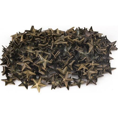 BQLZR Bronzy 15mm Metal Five-pointed Star Rivet Studs Spike Spots Punk for Leather Belt Craft Bag Pack of 200