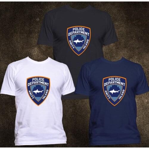 Fashion NEW AMITY ISLAND POLICE DEPARTMENT JAWS RETRO T-SHIRT Tee shirt