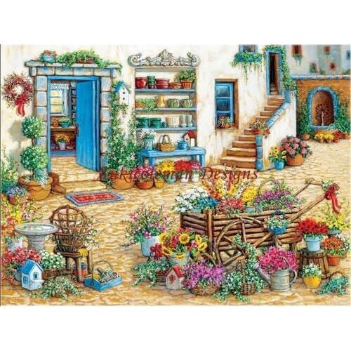 Needlework for embroidery DIY French DMC High Quality - Counted Cross Stitch Kits 14 ct Oil painting - Flower Shop