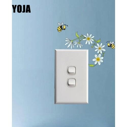 YOJA PVC Wall Switch Sticker Lovely Bees And Flowers Kids Home Decoration 12SS0013